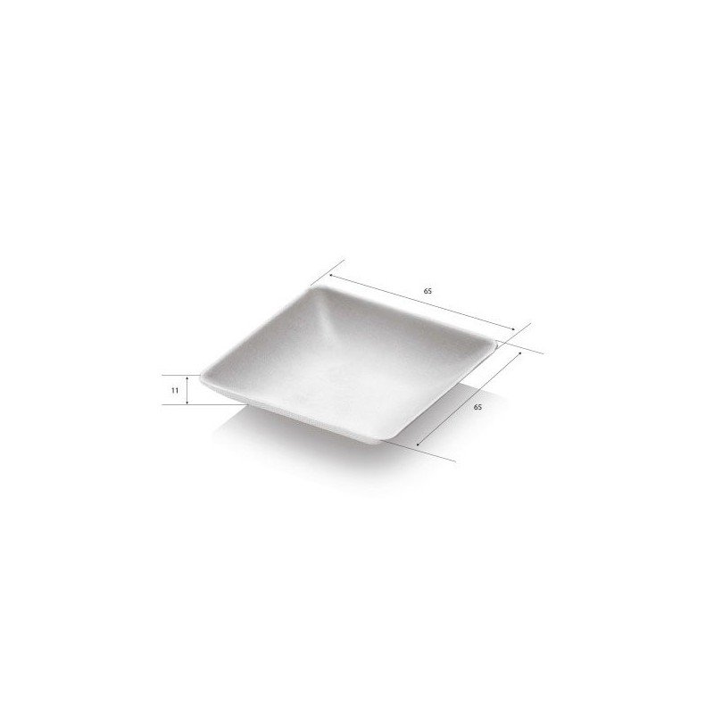 100 Pz Monoporzione Vassoietto Quadrato Finger Food Polpa di Cellulosa Bio 65x65x12 mm [5ff4b3f3]