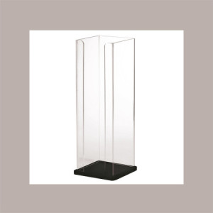 1 Pz Porta Coppette in Plexiglass Fondo Nero Ideale per Gelaterie 11x11H30,5 cm Dm 9 cm [46ad5613]