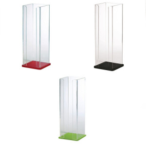 1 Pz Porta Coppette in Plexiglass Fondo Nero Ideale per Gelaterie 11x11H30,5 cm Dm 9 cm [2896d41a]