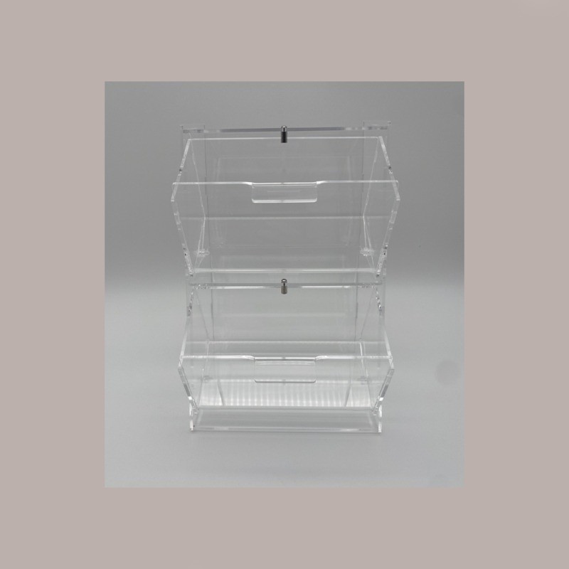 1 Pz Contenitore Doppio Porta Palettine Per Gelaterie in Plexiglass Trasparente 19x14H28,5 cm [761216a7]