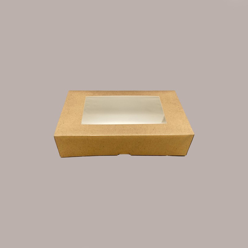 50 Pz Astuccio Porta Sushi Biscotti Dolcetti Finestrato Carta Avana 223x129x45 mm [7d8ea7b1]