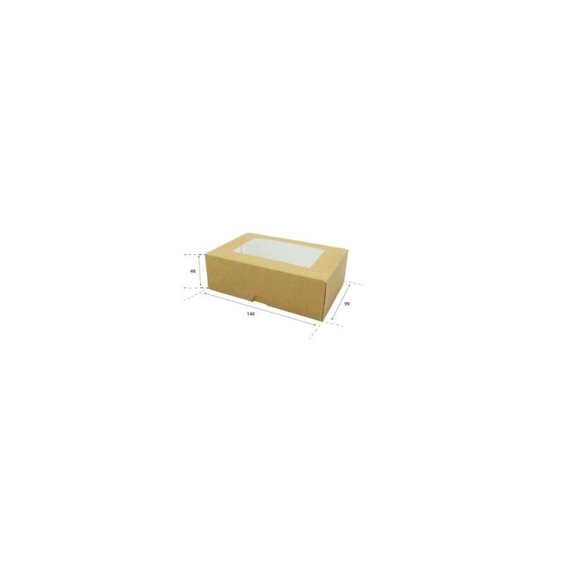 50 Pz Astuccio Porta Sushi Biscotti Dolcetti Finestrato Carta Avana 148x99H48 mm [18bcd3a5]