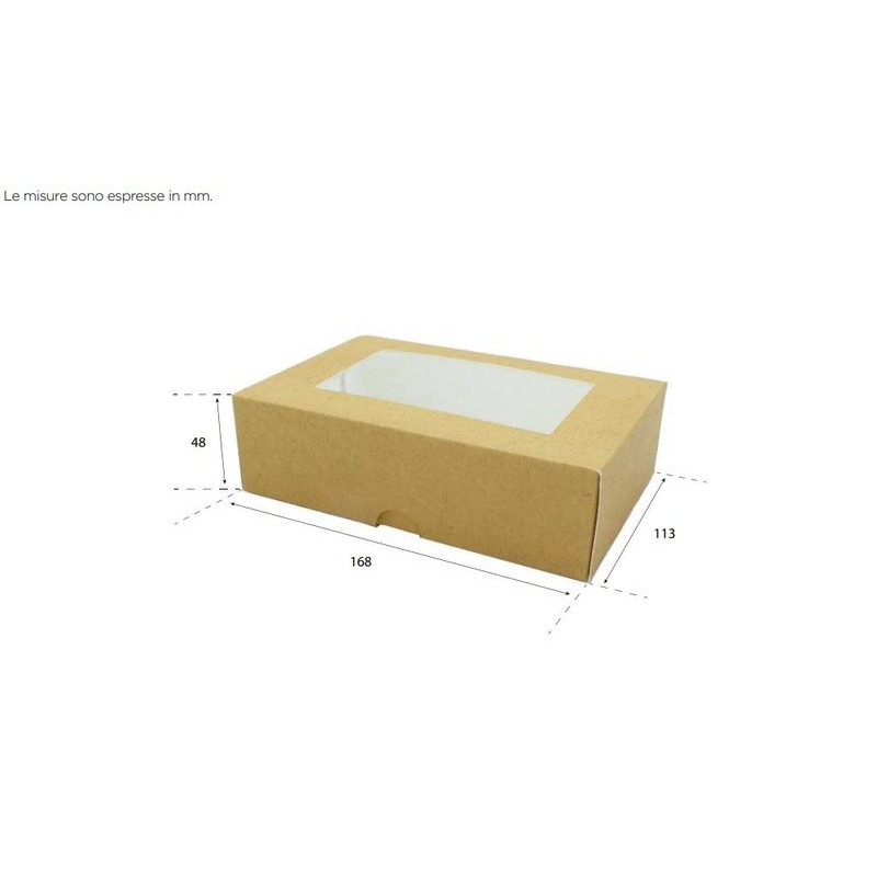 50 Pz Astuccio Porta Sushi Biscotti Dolcetti Finestrato Carta Avana 168x113H48 mm [b59f1dae]
