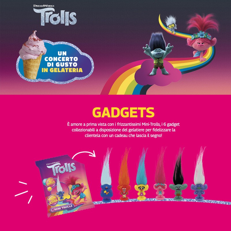 TROLLS Kit per Gelato al Gusto di Panna e Lampone con 360 Gadgets Leagel [ae25f332]