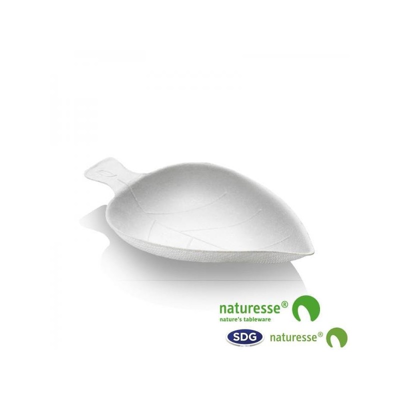 100 Pz Monoporzione Vassoietto Foglia Finger Food in Polpa di Cellulosa Bio 95x60x12 mm [bdcd6d7d]