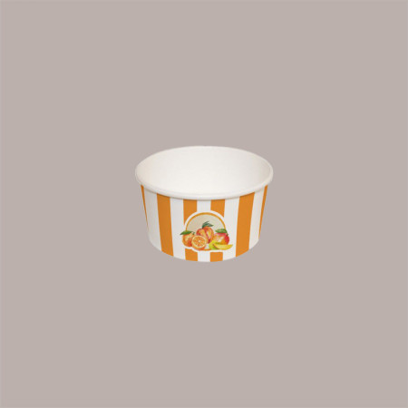 250 Pz Coppetta Gelato Carta 80cc Piccola Grafica Fruits&Stripes Arancio [9296351d]