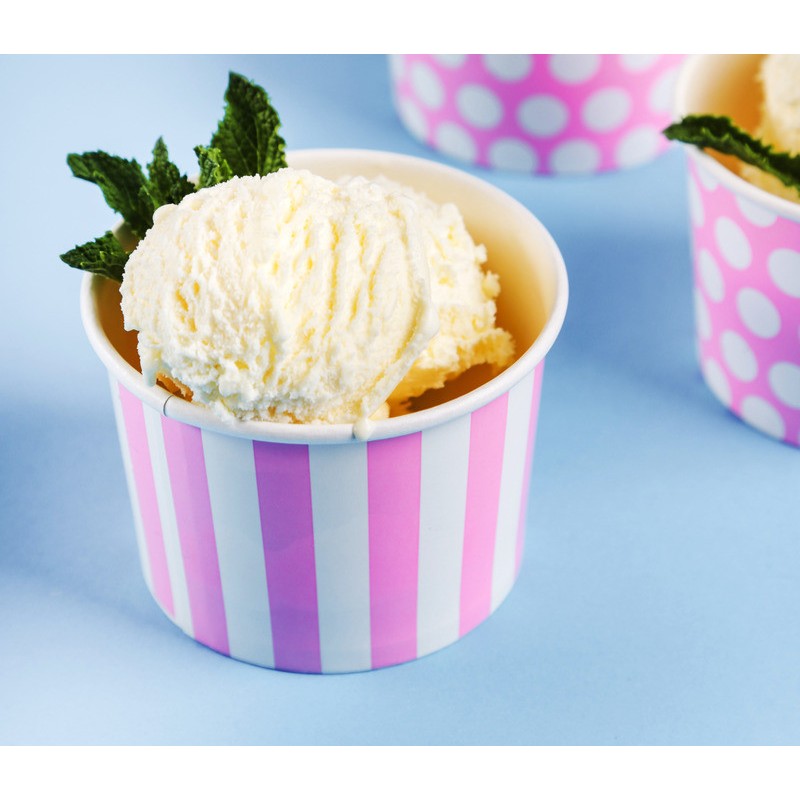 250 Pz Coppetta Gelato Carta 80cc Piccola Grafica Fruits&Stripes Arancio [a84e53cb]