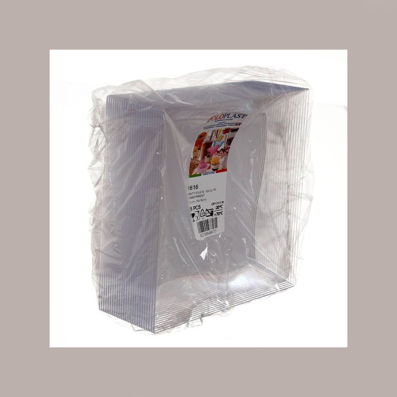 25 Pz Piatto Trasparente 500cc Vanity Riutilizzabile 160x160mm [e4c0cd1c]