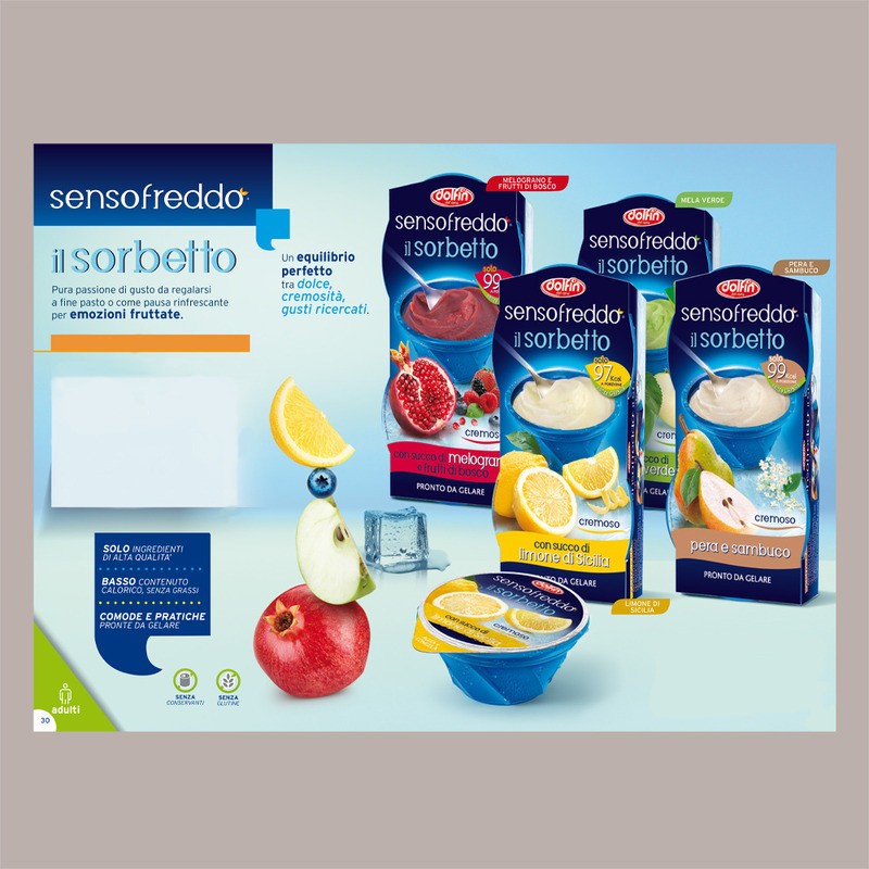 Sorbetto Gusto Limone di Sicilia Senso Freddo Pronta da Gelare DOLFIN 12 x 100 Ml (6 astucci da 2) [35398eaf]