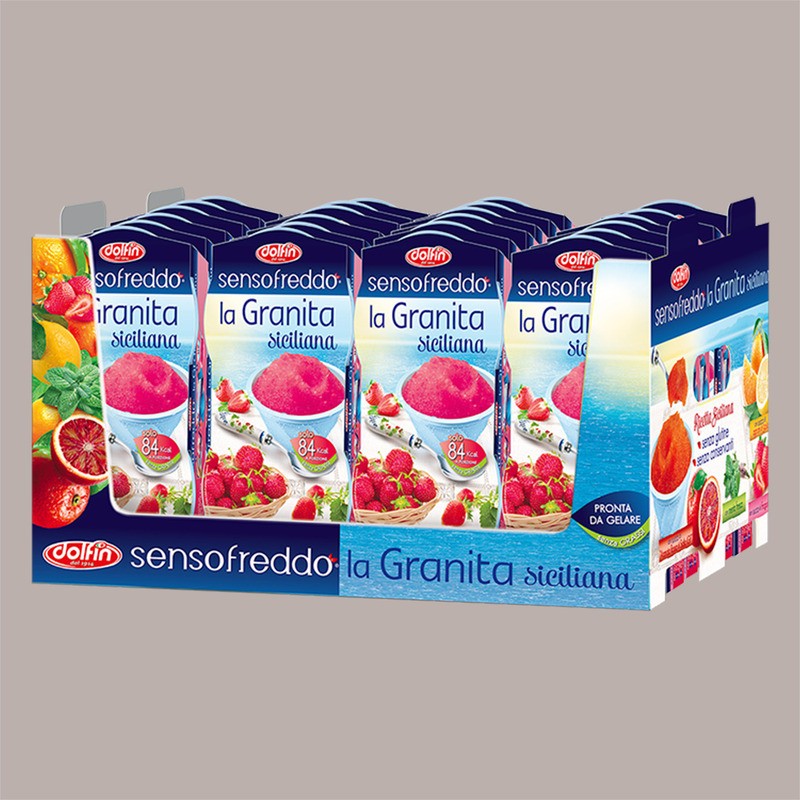 Granita Siciliana al Gusto Fragola Senso Freddo Pronta da Gelare Dolfin 12 x 100 Ml (6 astucci da 2) [48d10455]