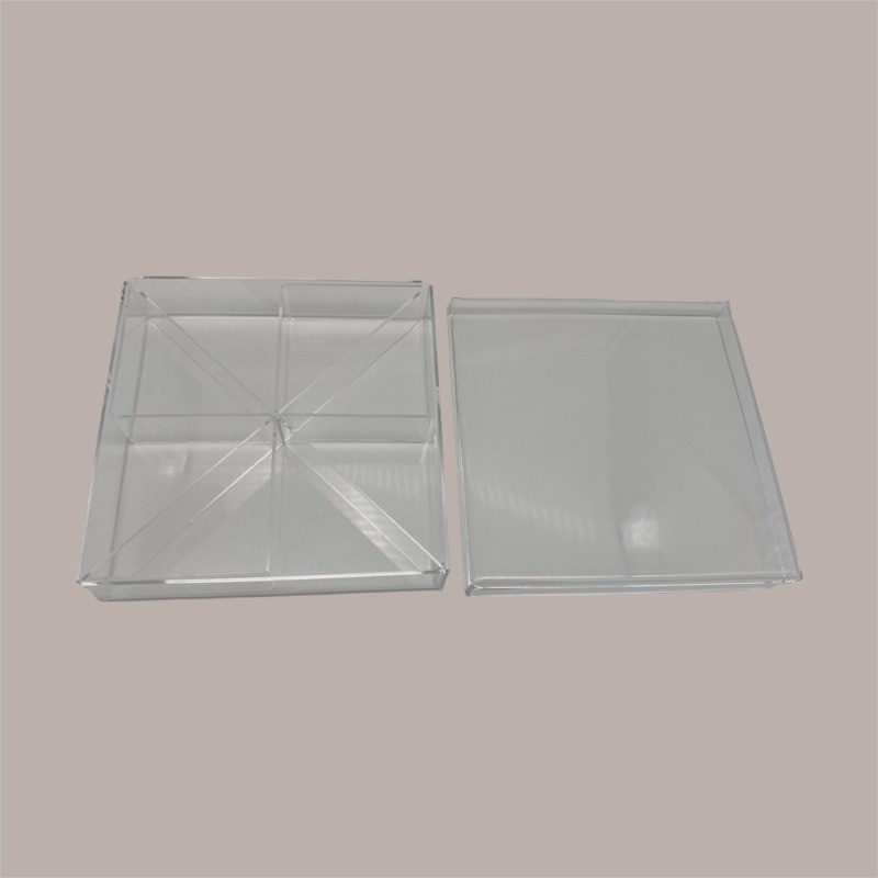 Contenitore in Plexiglass Trasparente con Coperchio a 8 Scomparti per Piccoli Alimenti 20x20 cm [fcec16fe]