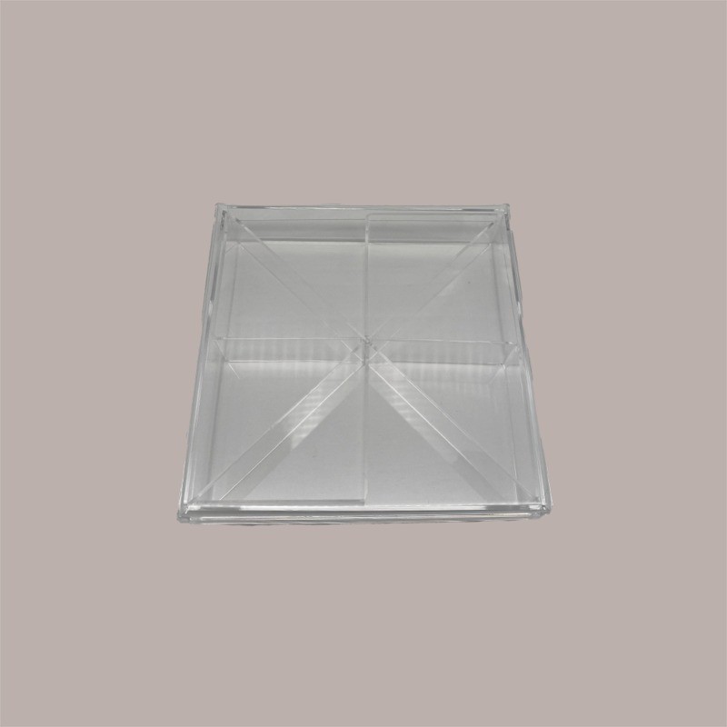 Contenitore in Plexiglass Trasparente con Coperchio a 8 Scomparti per Piccoli Alimenti 20x20 cm [4ea190e4]