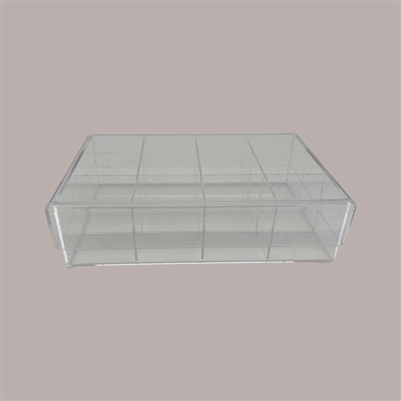 Contenitore in Plexiglass Trasparente con Coperchio a 12 Scomparti per Piccoli Alimenti 25x18 cm [a2668df2]