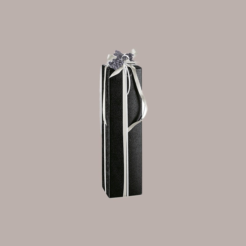 Scatola Astuccio Porta 1 Bottiglia Magnum da 1,5 Lt in Cartoncono Nero grafica effetto pelle 110x110H390mm 10 Pezzi [05f4f234]