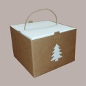 5 Pz Scatola per Confezione Regalo Porta Panettone Basso in Cartoncino Avana grafica Albero 245x245H180mm [9143a5e4]