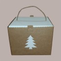5 Pz Scatola per Confezione Regalo Porta Panettone Basso in Cartoncino Avana grafica Albero 245x245H180mm [39cf5614]