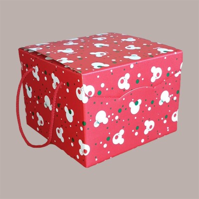 Scatola per Confezione Regalo Porta Panettone Basso da 1 Kg in Cartoncino Rosso Grafica Topolino 245x245H180mm 5 pezz [20105211]