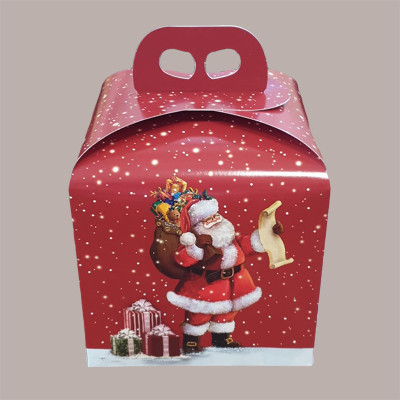Scatola Porta Panettone Alto 1 Kg in Cartoncino Rosso con Grafica Babbo Natale 20x20x18 cm Confezione 10 Pz [45b7610e]