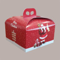 Scatola Porta Panettone Basso 1 Kg in Cartoncino Rosso con Grafica Babbo Natale 245x245H130 mm Confezione 10 Pz [cc42080c]