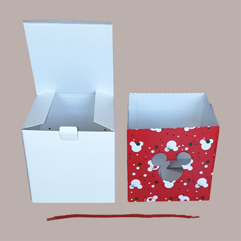 Scatola per Confezione Regalo Porta Panettone Alto da 1 Kg in Cartoncino Rosso Grafica Topolino 210x210H210mm 5 pezzi [9c168edb]