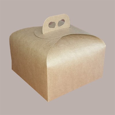 Scatola Porta Panettone Basso da 1 Kg in Cartoncino Avana Liscio 245x245H130mm 10 pezzi [f1672165]