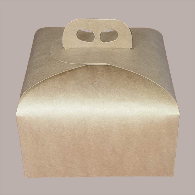 Scatola Porta Panettone Basso da 1 Kg in Cartoncino Avana Liscio 245x245H130mm 10 pezzi [28416268]