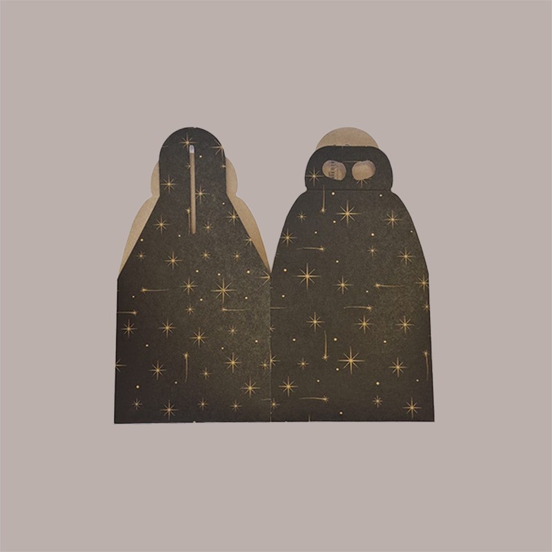 Scatola per Confezione Regalo Porta Panettone Alto da 1 Kg in Cartoncino Nero grafica Stelle Oro 200x200H180mm 10 pez [79174b74]
