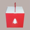 Scatola Porta Panettone Alto da 1 Kg in Cartoncino Rosso grafica Albero 210x210H210mm 5 pezzi [856fb578]
