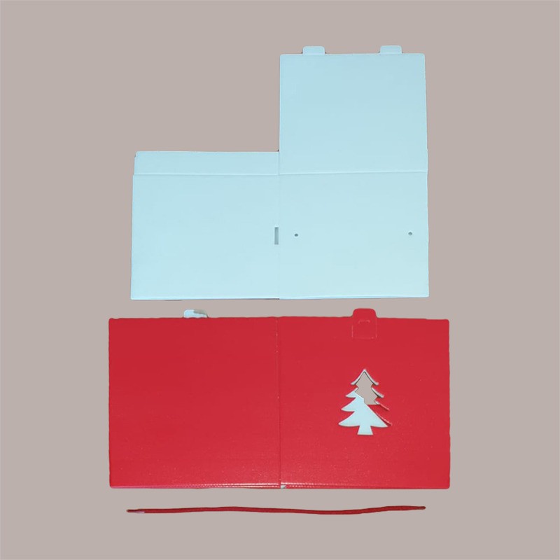 Scatola Porta Panettone Alto da 1 Kg in Cartoncino Rosso grafica Albero 210x210H210mm 5 pezzi [37223362]