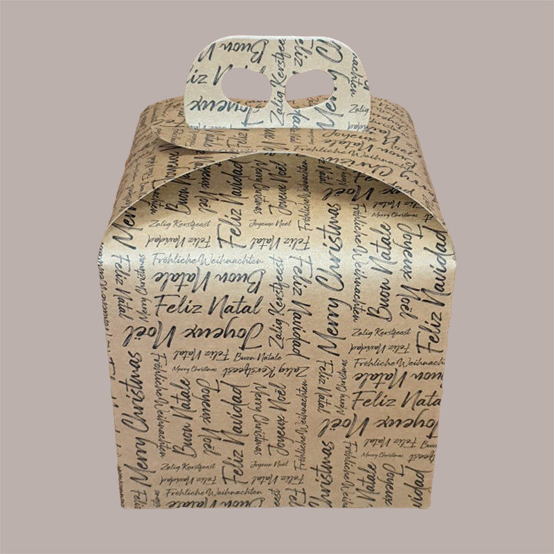 Scatola per Confezione Regalo Porta Panettone Alto da 1 Kg in Cartoncino Avana grafica Natale Words 200x200H180mm 10  [aca797de]