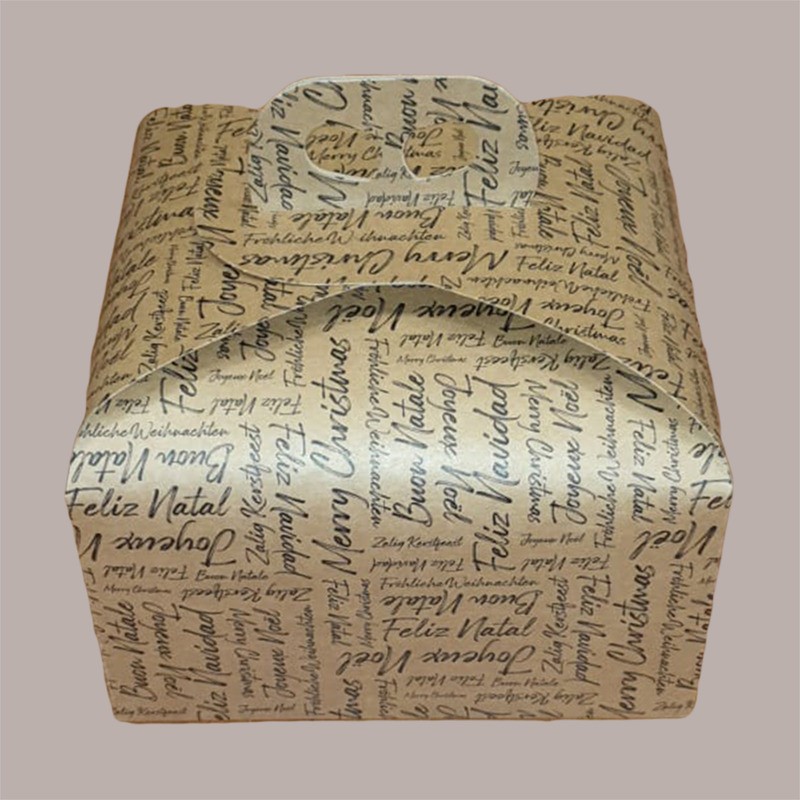 Scatola per Confezione Regalo Porta Panettone Basso da 1 Kg in Cartoncino Avana grafica Natale Words 245x245H130mm 10 [1a778d3a]
