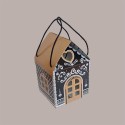 Casetta per Panettone Alto da 1 Kg in Carta Nero con Cordini 200x200H180mm 5 pezzi [bbbeb966]