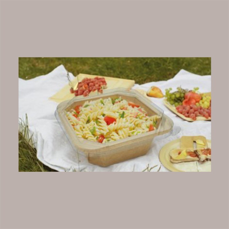 50 Pz Contenitore Square Bowl per Alimenti in Carta Kraft Avana 1200 ml [1160ddd4]