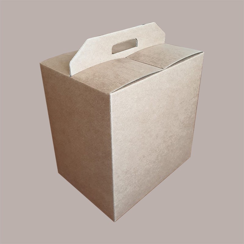 Scatola per Confezione Regalo Natale Porta Panettone Bottiglia Valigetta Media in Cartoncino Avana liscio 330x250H350 [b3858238]