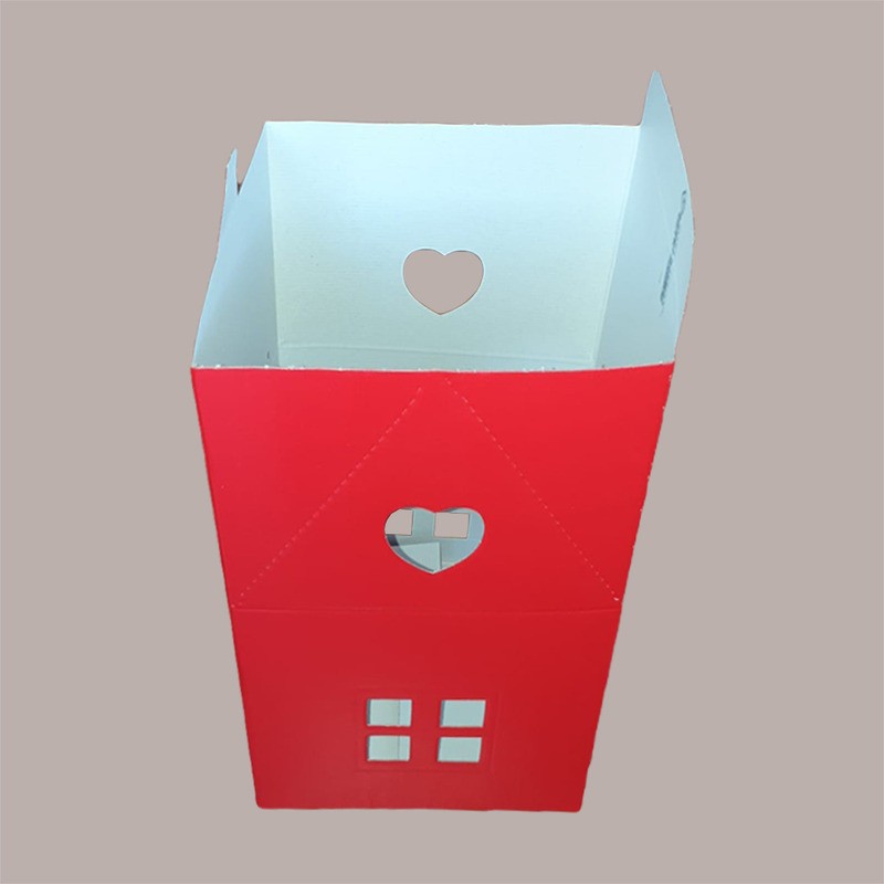 Casetta in Cartoncino Lino Rosso per Panettone Alto da 1 Kg 200x200H180mm 5 pezzi [3c2bc57f]