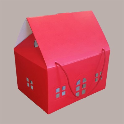 Casetta in Cartoncino Lino Rosso con Cordini 330x250H190mm  5 pezzi [3aa9f1c6]
