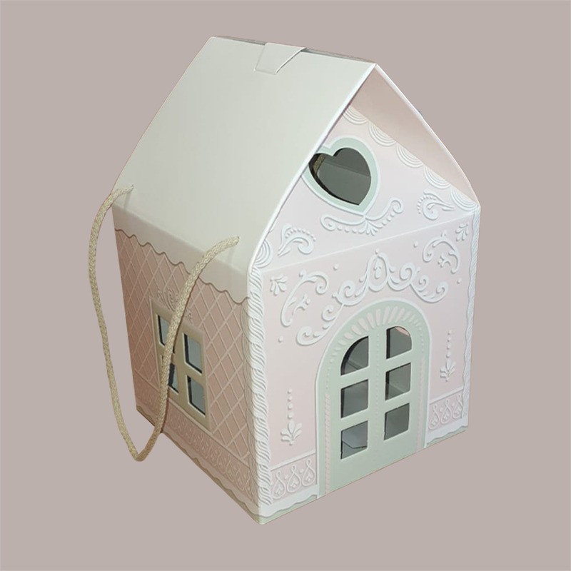 Casetta in Cartoncino Rosa con Cordini per Panettone Alto da 1 Kg 200x200H180mm 5 pezzi [0c01c2c0]