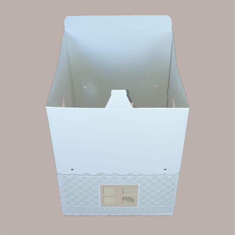 Casetta in Cartoncino Verde con Cordini per Panettone Basso da 1 Kg 245x245H150mm 5 Pezzi [598cf660]