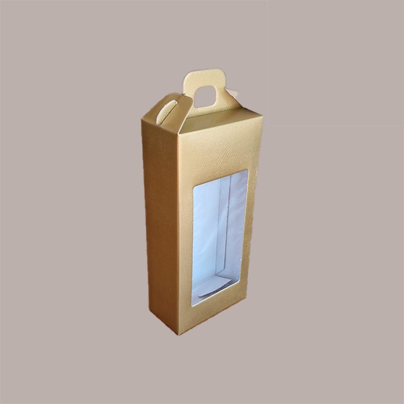 Scatola per Confezione Regalo Valigetta Natale in Cartoncino grafica Skin Oro con Finestra PVC 130x70H280mm 10 pezzi [95103ffa]