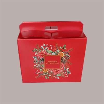 Scatola per Confezione Regalo Natale Porta Panettone Bottiglia Valigetta Grande Carta Rosso Merry Christmas 430x240H3 [4d5540ac]