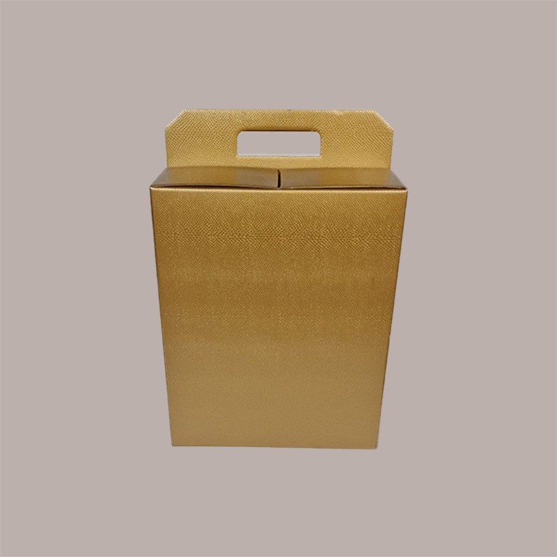 Scatola per Confezione Regalo Natale Porta Panettone Bottiglia Valigetta media Cartoncino grafica Skin Oro 330x250H35 [befc15ab]