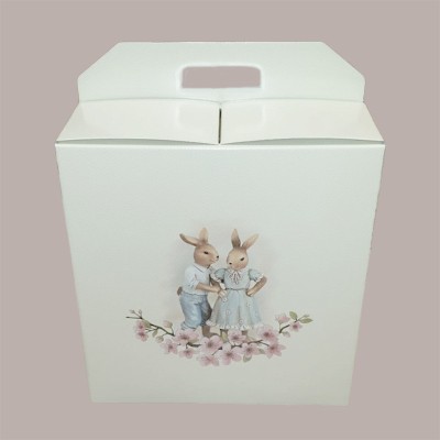 Scatola per Confezione Regalo Porta Panettone Bottiglia Valigetta Media Pasqua in Cartoncino Fiori Pesco 330x250H350m [64456f49]