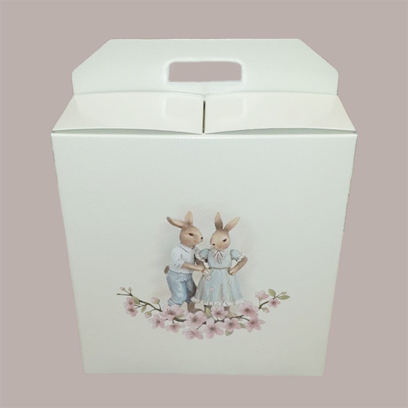 Scatola per Confezione Regalo Porta Panettone Bottiglia Valigetta Media Pasqua in Cartoncino Fiori Pesco 330x250H350m [64456f49]