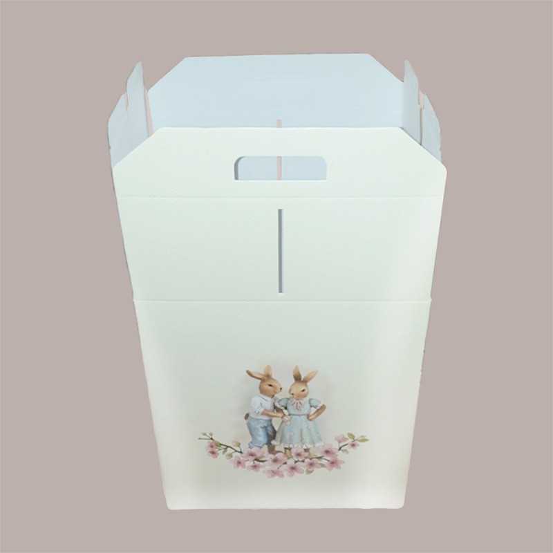Scatola per Confezione Regalo Porta Panettone Bottiglia Valigetta Media Pasqua in Cartoncino Fiori Pesco 330x250H350m [d608e953]