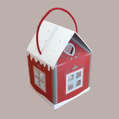 Casetta in Cartoncino Rosso Red con Cordini per Panettone Alto da 1 Kg 200x200H180mm 5 pezzi [a7ee842b]