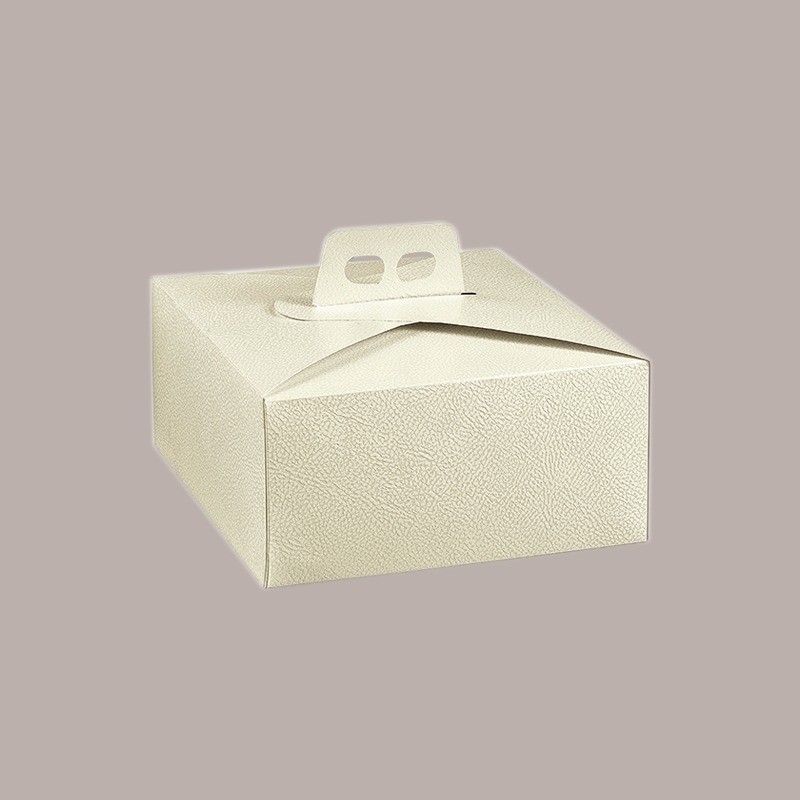 Scatola Porta Torta Quadrata Alta Cartoncino Bianco grafica effetto pelle 25x25H12cm 10 Pezzi [7504e7e5]