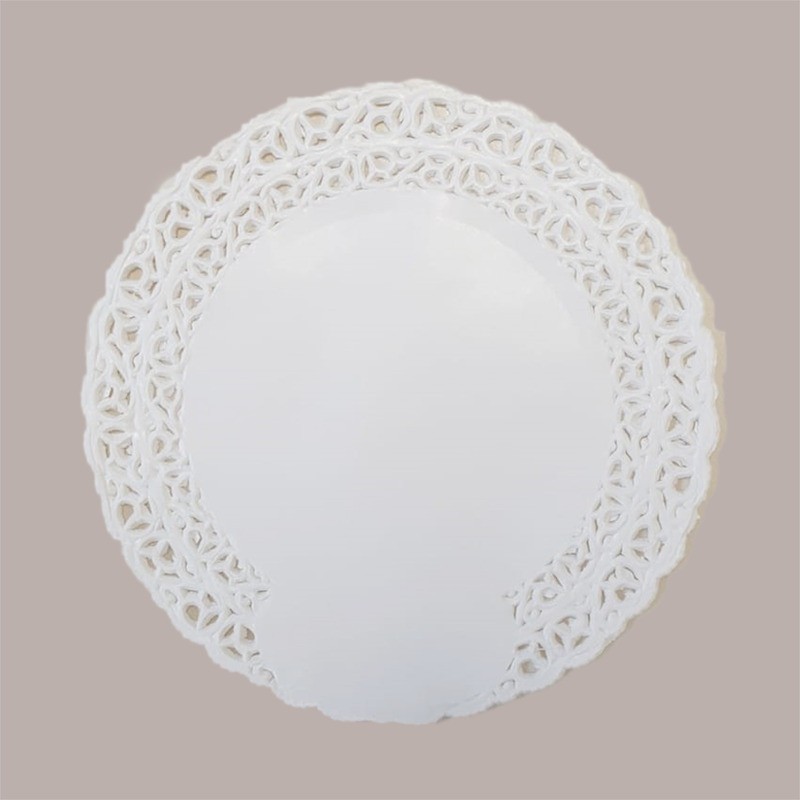 100 Pz Pizzi in Carta Bianchi Rotondi antigrasso Centrini Smerlati Dm280mm [404ee103]