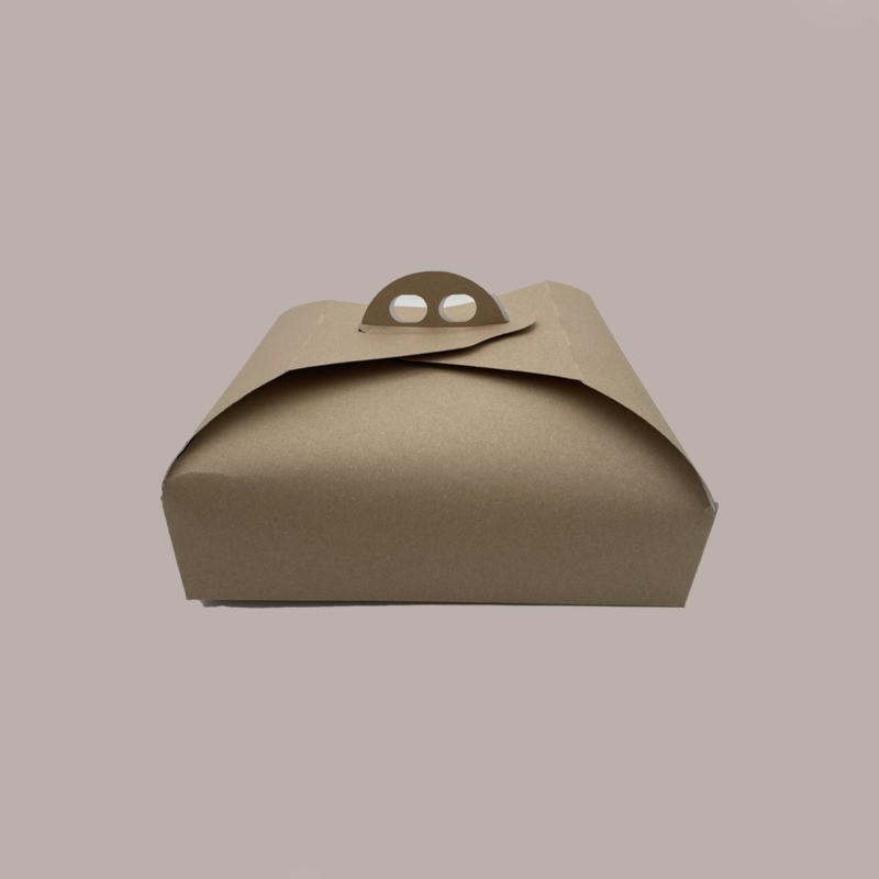 10 Pz Scatola Porta Torta in Cartoncino Avana Ecolife 19x19H7cm [c8787248]