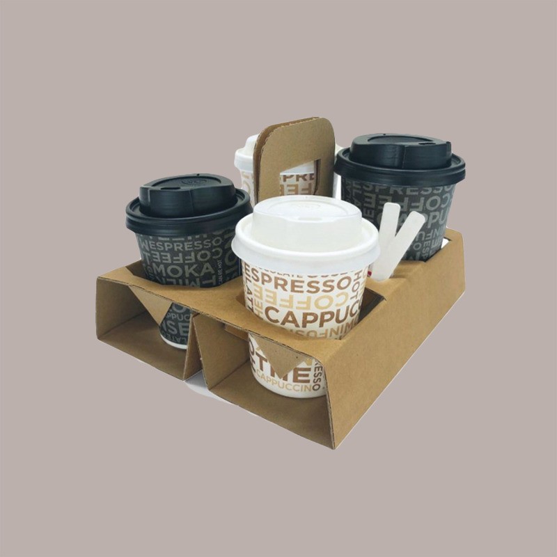 Porta Bicchieri in Carta 4 Fori per Cappuccino Caffè Asporto 100 pezzi [048ccc45]