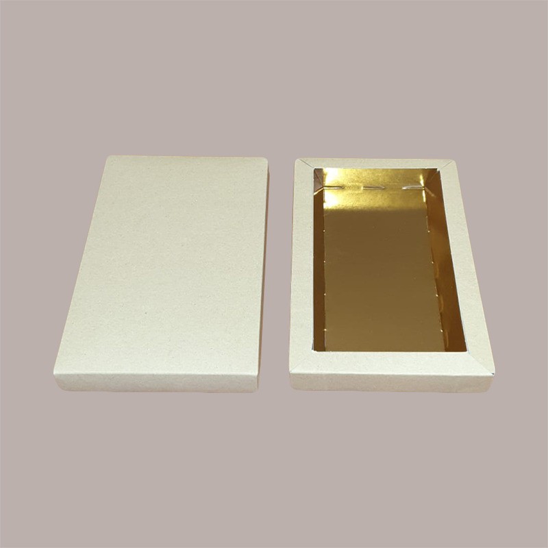 Scatola Porta Cioccolatini Dolce Cornice in Carta Avana Ecolife + Inserto Oro 13x27H3cm 10 pezzi [05a22d9c]